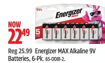 Canadian Tire Energizer MAX Alkaline 9V Batteries, 6-Pk offer