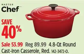 Canadian Tire 4.8-Qt Round Cast-Iron Casserole, Red offer