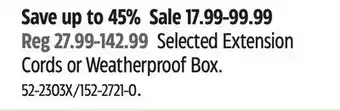 Canadian Tire Selected Extension Cords or Weatherproof Box offer