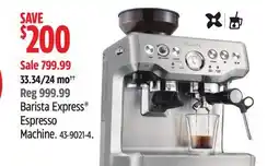 Canadian Tire Breville Barista Express Espresso Machine offer