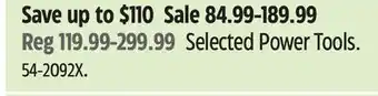 Canadian Tire Selected Power Tools offer