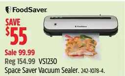 Canadian Tire FoodSaver VS1230 Space Saver Vacuum Sealer offer