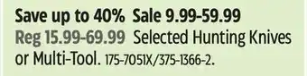 Canadian Tire Selected Hunting Knives or Multi-Tool offer