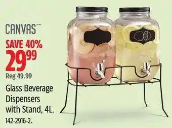 Canadian Tire CANVAS Glass Beverage Dispensers with Stand offer