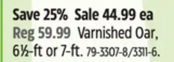 Canadian Tire Invincible Marine Varnished Oar, 61⁄2-ft or 7-ft offer