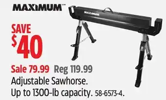 Canadian Tire Adjustable Sawhorse offer