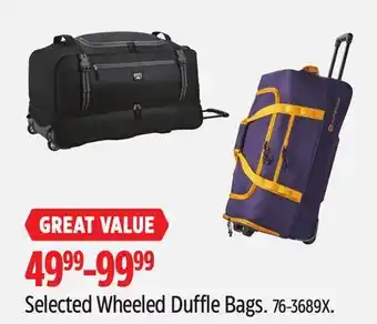 Canadian Tire Roots Selected Wheeled Duffle Bags offer