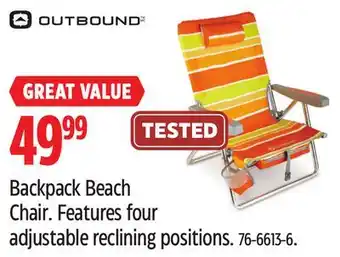 Canadian Tire Backpack Beach Chair offer