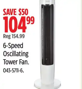 Canadian Tire Noma 6-Speed Oscillating Tower Fan offer
