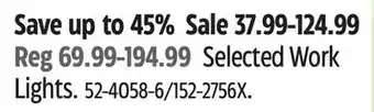 Canadian Tire Selected Work Lights offer
