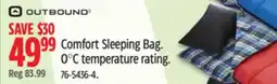Canadian Tire OUTBOUND Comfort Sleeping Bag. 0°C temperature rating offer