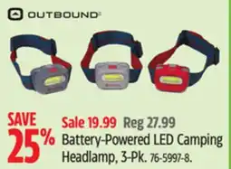 Canadian Tire Outbound Battery-Powered LED Camping Headlamp, 3-Pk offer