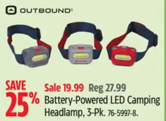 Canadian Tire Outbound Battery-Powered LED Camping Headlamp, 3-Pk offer