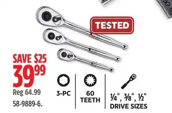 Canadian Tire Mastercraft Ratchet Set, 3-pc offer