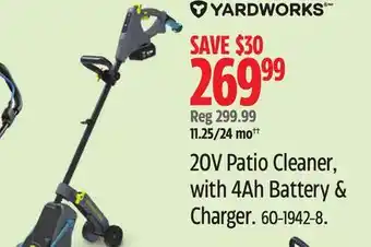 Canadian Tire Yardworks 20V Patio Cleaner with 4Ah Battery & Charger offer