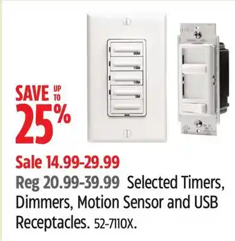 Canadian Tire Selected Timers, Dimmers, Motion Sensor and USB Receptacles offer