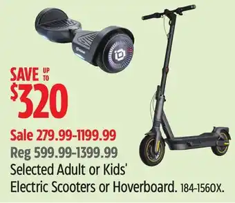 Canadian Tire Selected Adult or Kids' Electric Scooters or Hoverboard offer