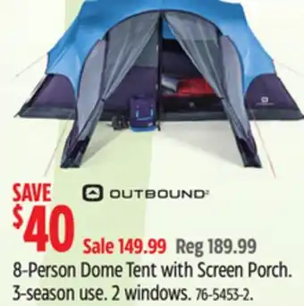 Canadian Tire OUTBOUND 8-Person Dome Tent with Screen Porch offer
