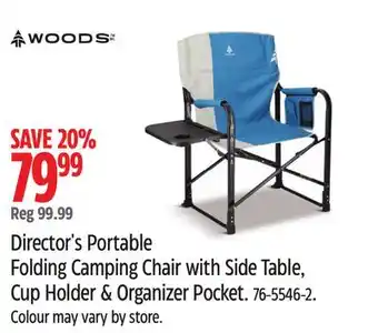 Canadian Tire Director's Portable Folding Camping Chair with Side Table, Cup Holder & Organizer Pocket offer