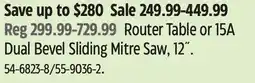 Canadian Tire Maximum Router Table or 15A Dual Bevel Sliding Mitre Saw offer