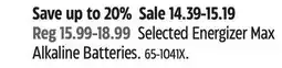 Canadian Tire Energizer Selected Energizer Max Alkaline Batteries offer