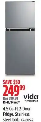 Canadian Tire Vida by PADERNO 4.5 Cu-Ft 2-Door Fridge offer