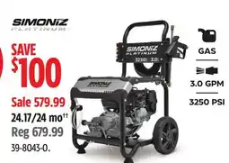 Canadian Tire Simoniz Platinum 3250 PSI 3.0 GPM Gas Pressure Washer with Extension W offer