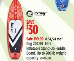 Canadian Tire Zray Inflatable Stand-Up Paddle Up to 280-lb weight capacity offer