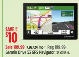 Canadian Tire Garmin Drive 53 GPS Navigator offer