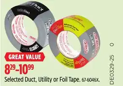 Canadian Tire Duck Selected Duct, Utility or Foil Tape offer