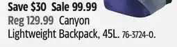 Canadian Tire Outbound Canyon Lightweight Backpack offer