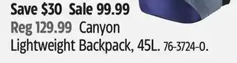 Canadian Tire Outbound Canyon Lightweight Backpack offer
