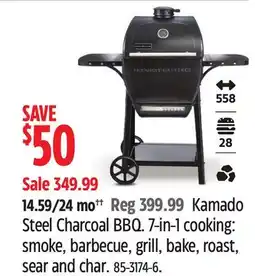 Canadian Tire Vermont Kamado Steel Charcoal BBQ. 7-in-1 cooking:smoke, barbecue, grill, bake, roast, sear and char offer