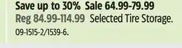 Canadian Tire Selected Tire Storage offer