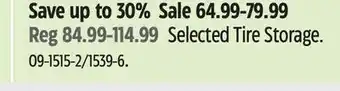 Canadian Tire Selected Tire Storage offer