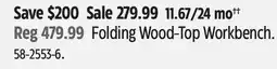 Canadian Tire MAXIMUM Folding Wood-Top Workbench offer