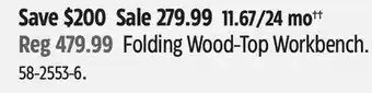 Canadian Tire MAXIMUM Folding Wood-Top Workbench offer