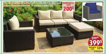 Sushi Shop 6 Piece Patio Furniture Set, PE Rattan Outdoor Set offer
