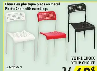 Sushi Shop Plastic Chair with metal legs offer