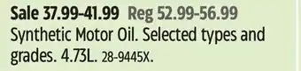 Canadian Tire Synthetic Motor Oil offer