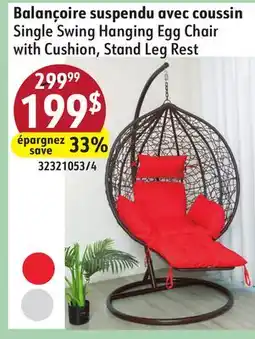 Sushi Shop Single Swing Hanging Egg Chair with Cushion, Stand Leg Rest offer