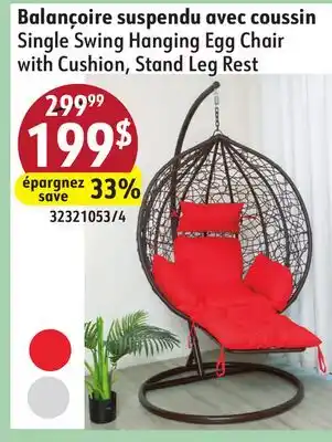 Sushi Shop Single Swing Hanging Egg Chair with Cushion, Stand Leg Rest offer