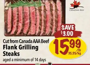 Farm Boy Cut from Canada AAA Beef Flank Grilling Steaks offer