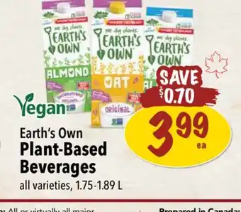 Farm Boy Earth's Own Plant-Based Beverages offer