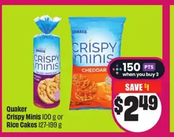 Chalo FreshCo Quaker Crispy Minis 100 g or Rice Cakes 127-199 g offer