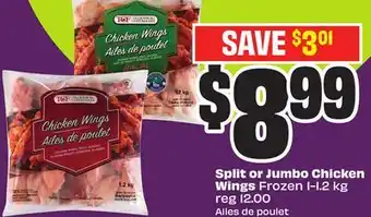 Chalo FreshCo Split or Jumbo Chicken Wings Frozen 1-1.2 kg offer
