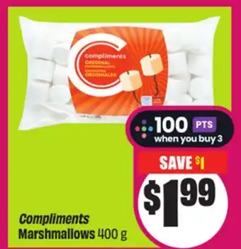 Chalo FreshCo Compliments Marshmallows 400 g offer