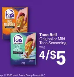 Chalo FreshCo Taco Bell Original or Mild Taco Seasoning 28 g offer