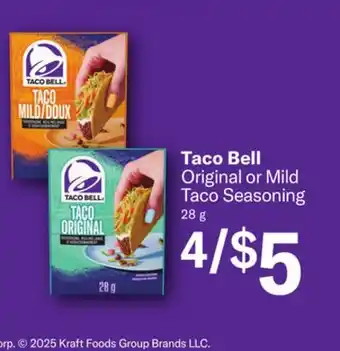 Chalo FreshCo Taco Bell Original or Mild Taco Seasoning 28 g offer