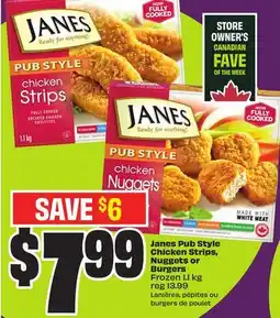 Chalo FreshCo Janes Pub Style Chicken Strips, Nuggets or Burgers Frozen 1.1 kg offer